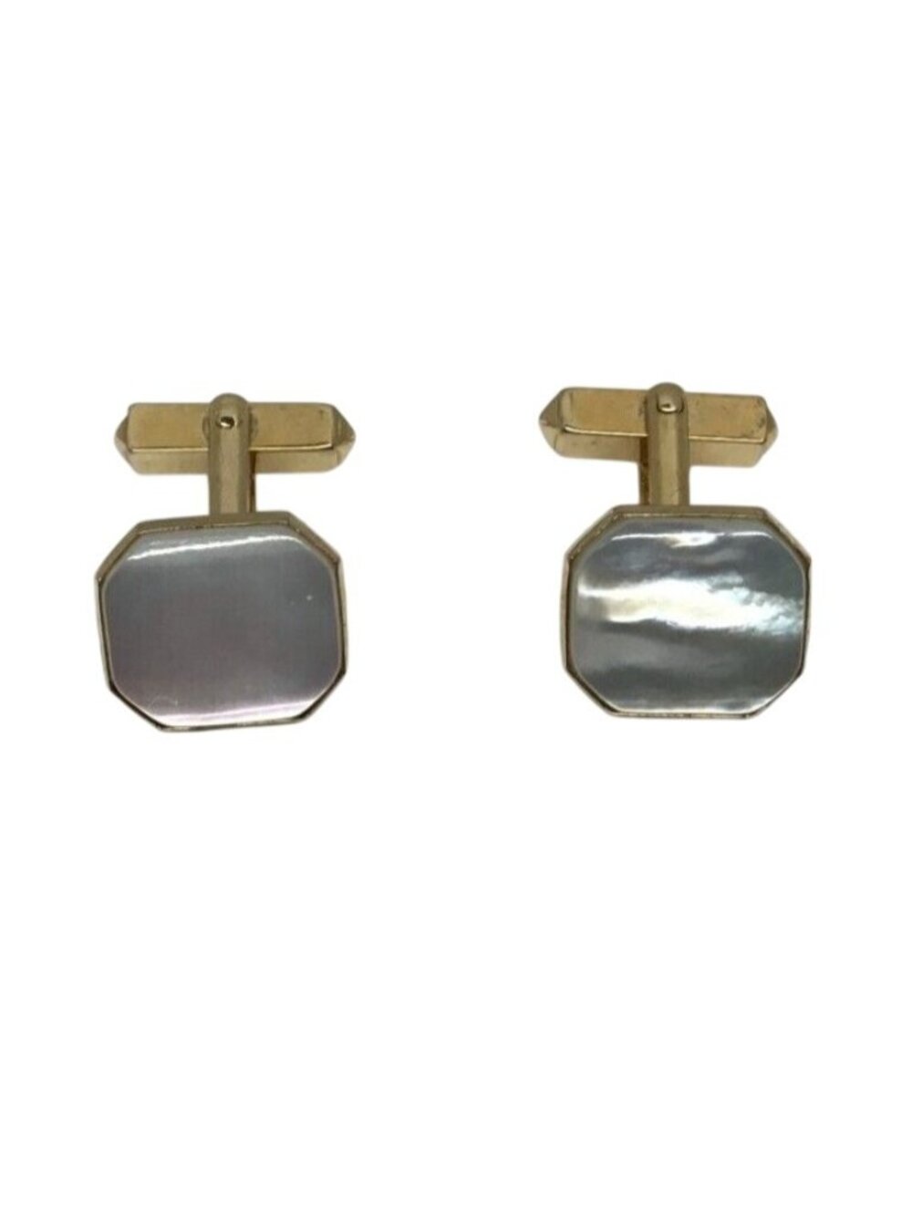 Swank Vintage 1960s Gold Tone Mother Of Pearl Cuff Links